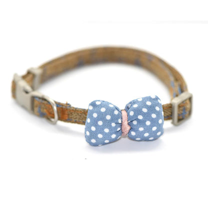 3pcs Lovely Bow Cat Collar with Safety Buckle Adjustable Puppy Cat Padded Collar for Small Pets