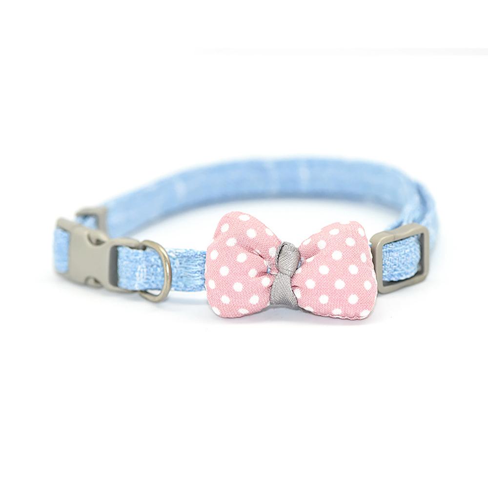 3pcs Lovely Bow Cat Collar with Safety Buckle Adjustable Puppy Cat Padded Collar for Small Pets