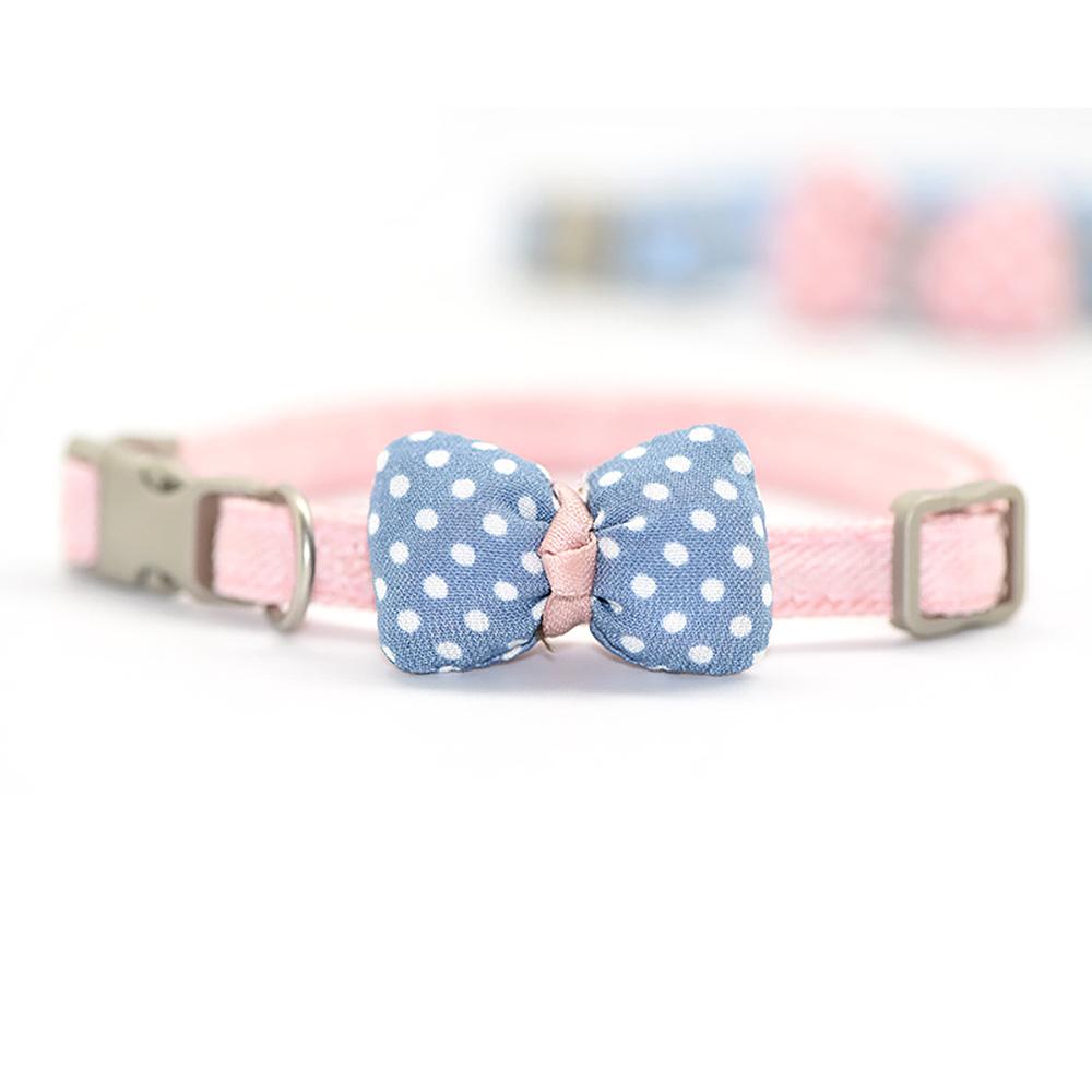 3pcs Lovely Bow Cat Collar with Safety Buckle Adjustable Puppy Cat Padded Collar for Small Pets