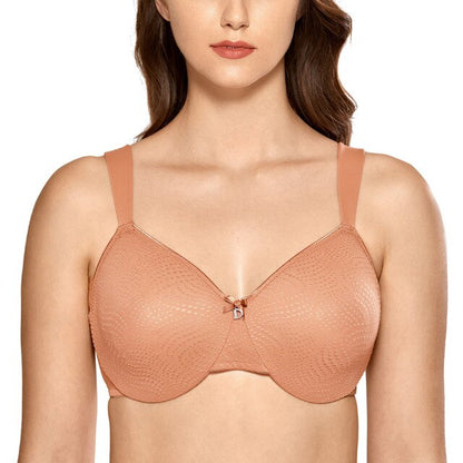 Sujetador transparente para mujer, talla grande, con aros, cobertura completa, minimizador 