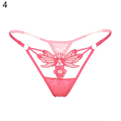 Women's Sexy Butterfly Flower Lace See Through Low Rise G-String Briefs Panties