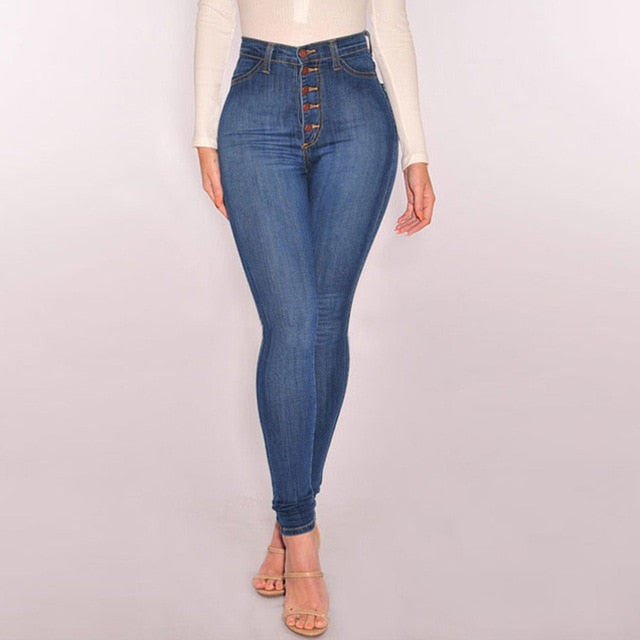 Women High Waisted Skinny Denim Jeans Stretch Slim Pants Calf Length Jeans Sexy Regular Pants Brief Sexy Attractive Hips Pants