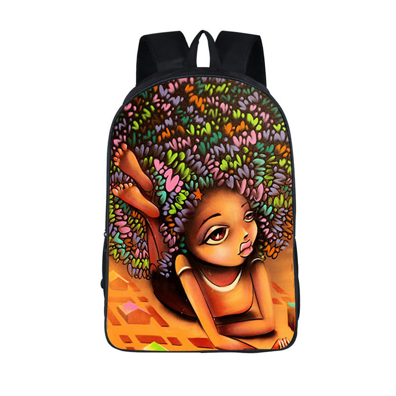 ¡¡¡EN VENTA!!! ¡¡¡50% REBAJADO!!! Mochila con estampado de dibujos animados nuevos de niña nubia en 3D