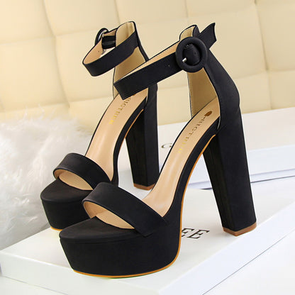 Platform belt buckle sandals