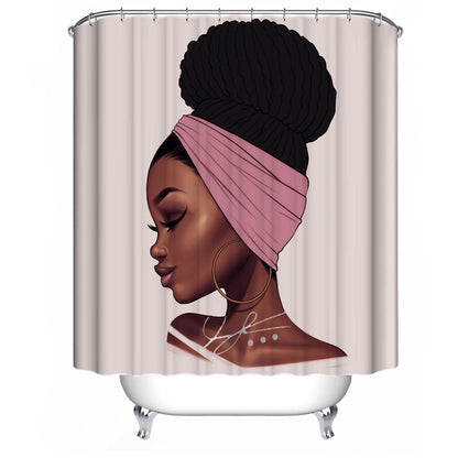 African Girl Waterproof Shower Curtain Non-slip Mats Bath Carpets Toilet Seat Cover Floor Mat - The Styky Shack