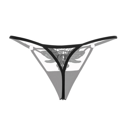 Women's Sexy Butterfly Flower Lace See Through Low Rise G-String Briefs Panties