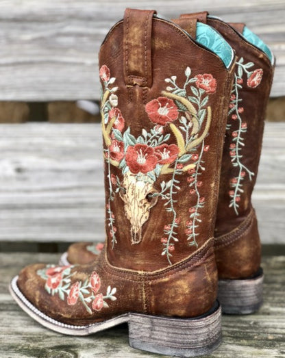 Women's Floral embroidered rider boots