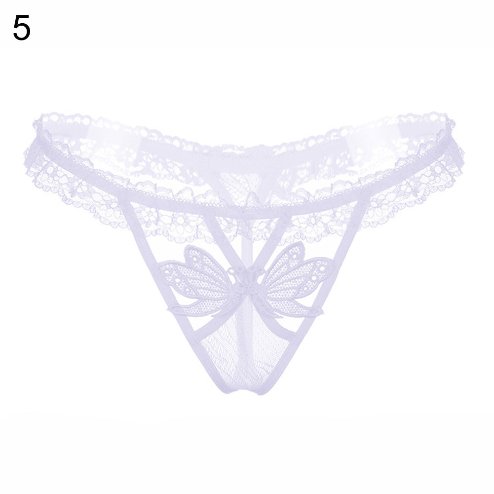 Women Sexy Butterfly See Through Lace Low Waist Panties Thong Briefs Underwear