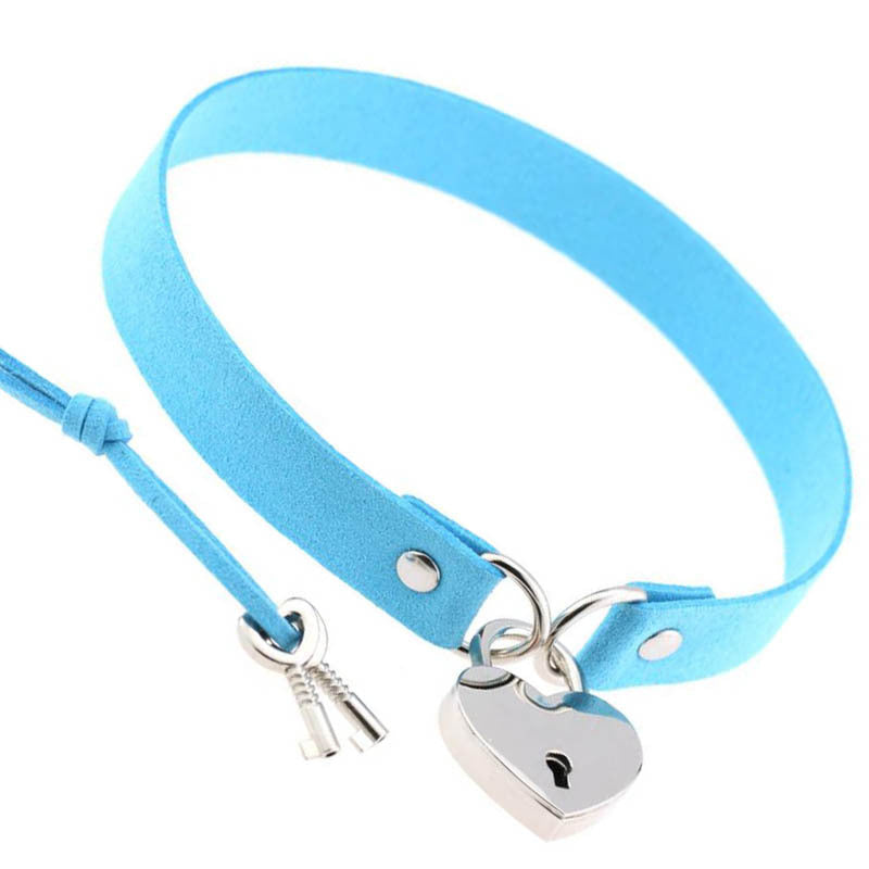 Sexy erotic bondage peach heart love lock collar