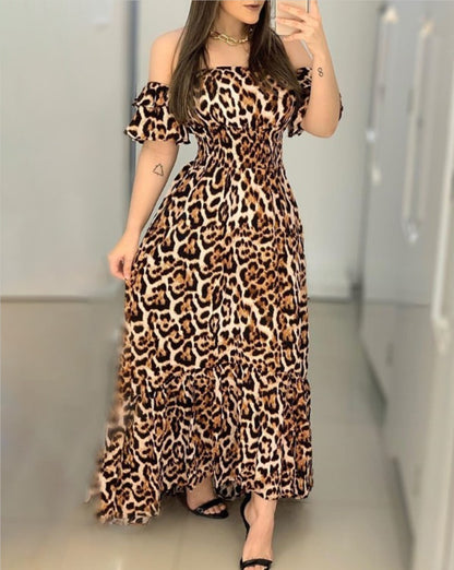 One-shoulder Printed Dress Female Elegant Sexy Party Star Dress