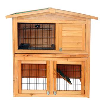 40" Triangle Roof Waterproof Wooden Rabbit Hutch A-Frame Pet Cage Wood Small House Chicken Coop Natu