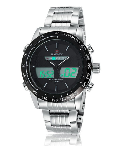 Waterproof Electronic Sports, Steel Band Men's Watch