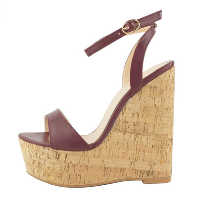 Sandalias con plataforma de cuña de madera