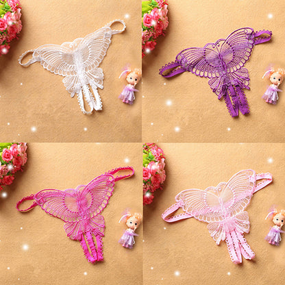 Women Sexy Open Crotch Butterfly Hollow Strap Thong G-String Underwear Panties