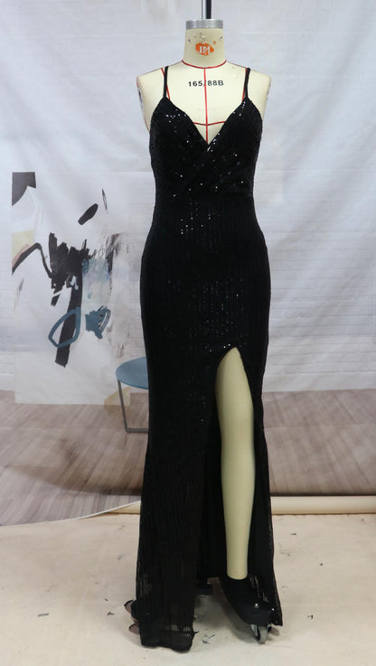 Banquet Evening Sequins Slit Sexy Halter Party / Cocktail / Prom Gowns