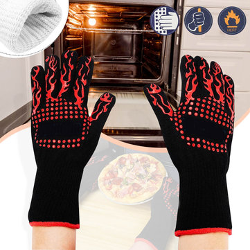 BBQ Grill Gloves Barbecue Silicone Glove Heat Resistant Mitts Smoking Cooking Kitchen