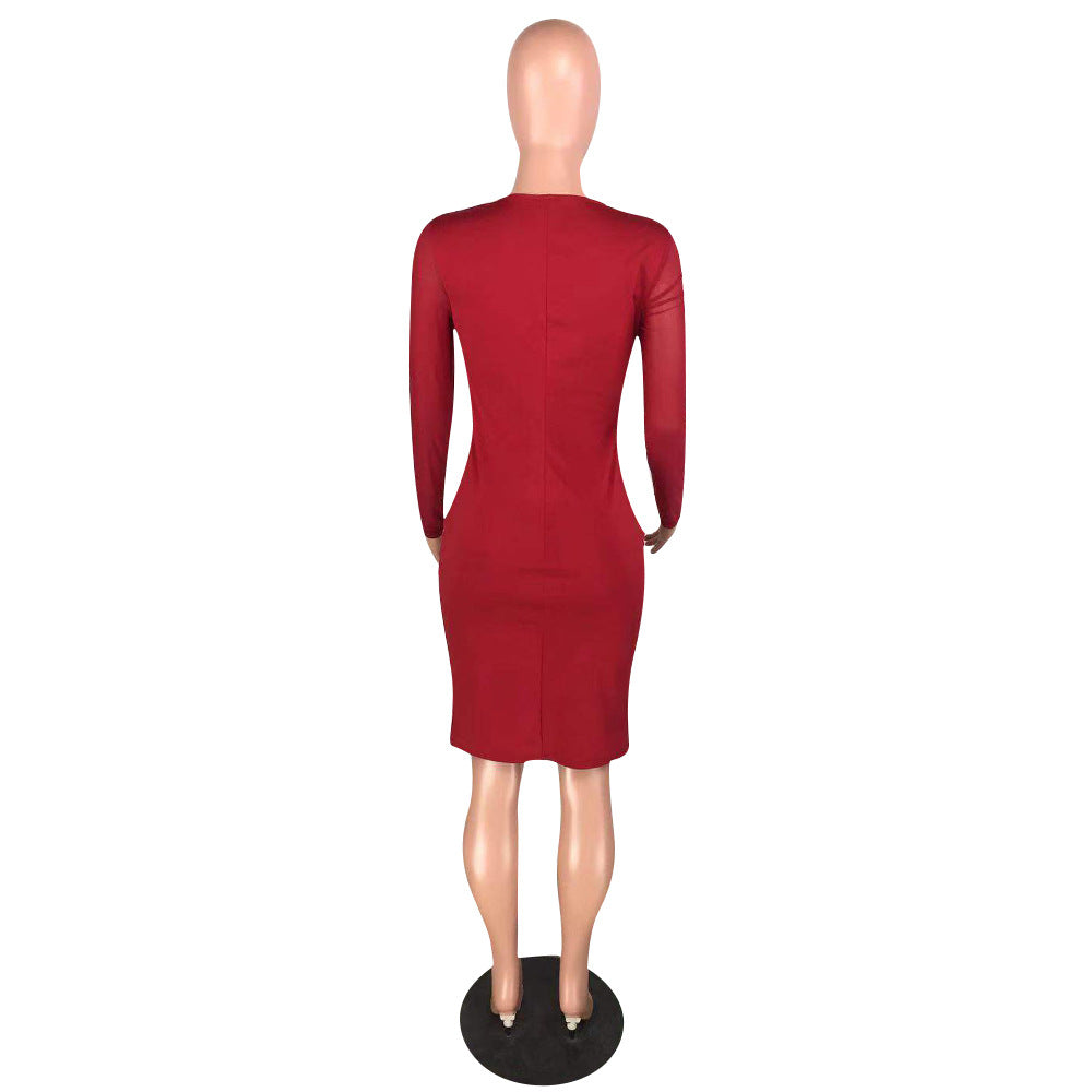 Sexy Women's Applique Mesh Dress