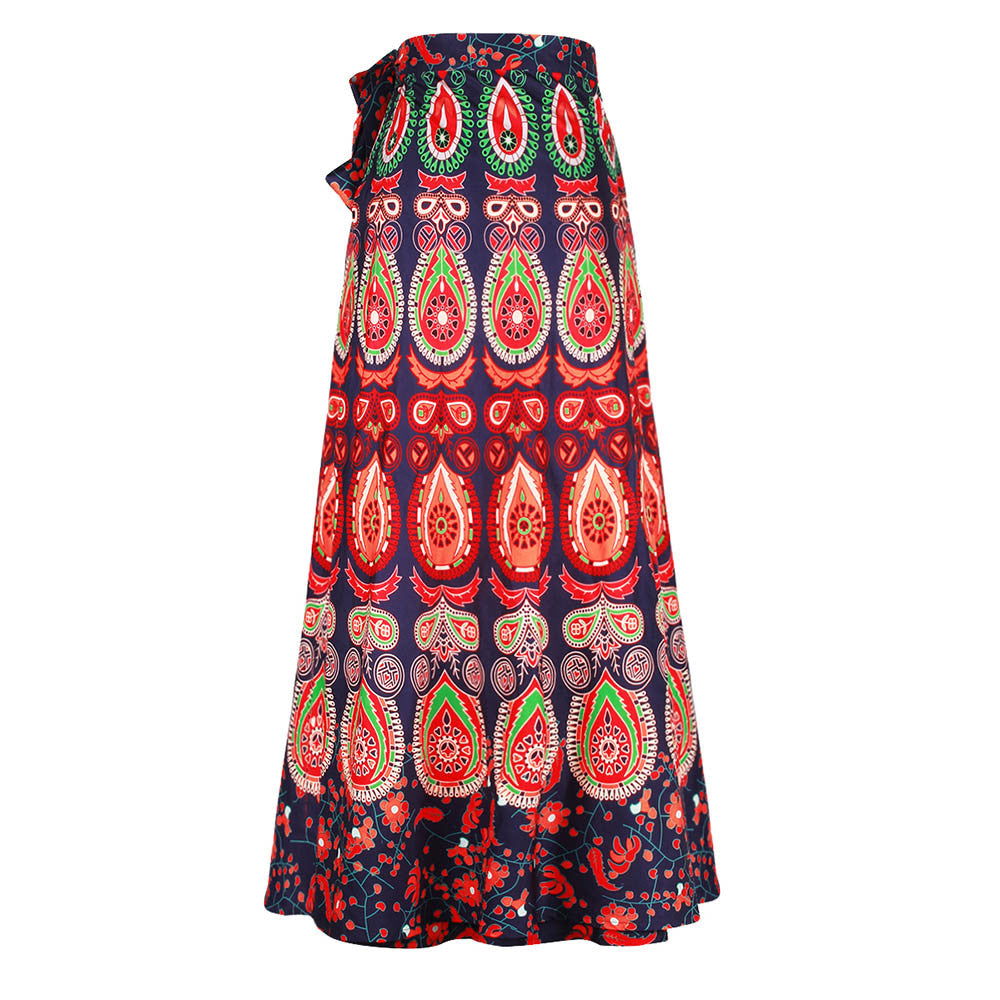 New Printed Retro Style Long Flow Skirt