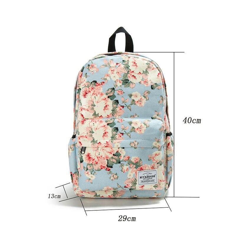 Mochila para mujer con diseño de flores blancas, para estudiantes de secundaria, bolsas casuales al aire libre, resistente al agua