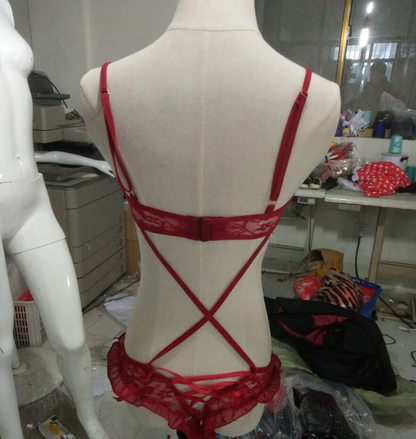 Conjunto de ropa interior/pijama/lencería de encaje para mujer