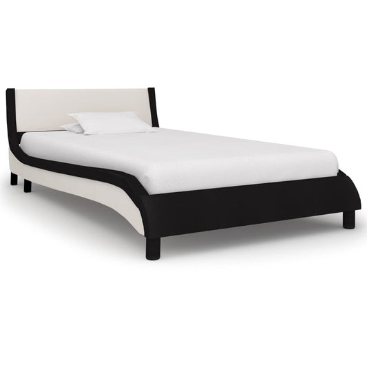 Bed frame Black and white faux leather 90 x 200 cm - The Styky Shack