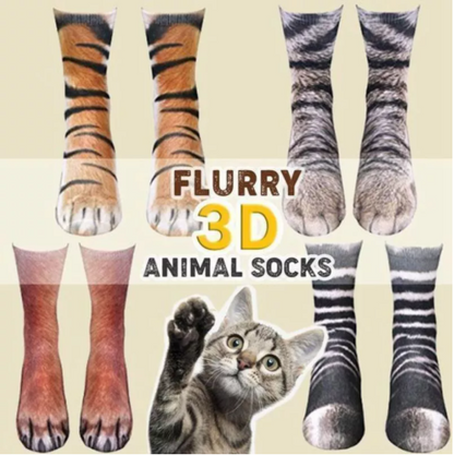 Calcetines de pata de animal 3D para adultos y niños, lindos garras de gato, unisex, largos