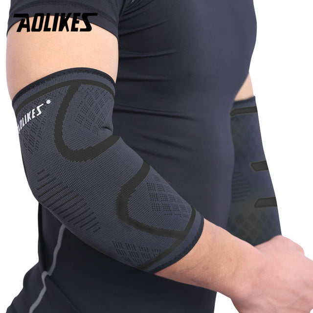 AOLIKES 1PCS Elbow Support Elastic Gym Sport Elbow Protective Pad Absorb Sweat Sport Basketball Arm Sleeve Elbow Brace - The Styky Shack