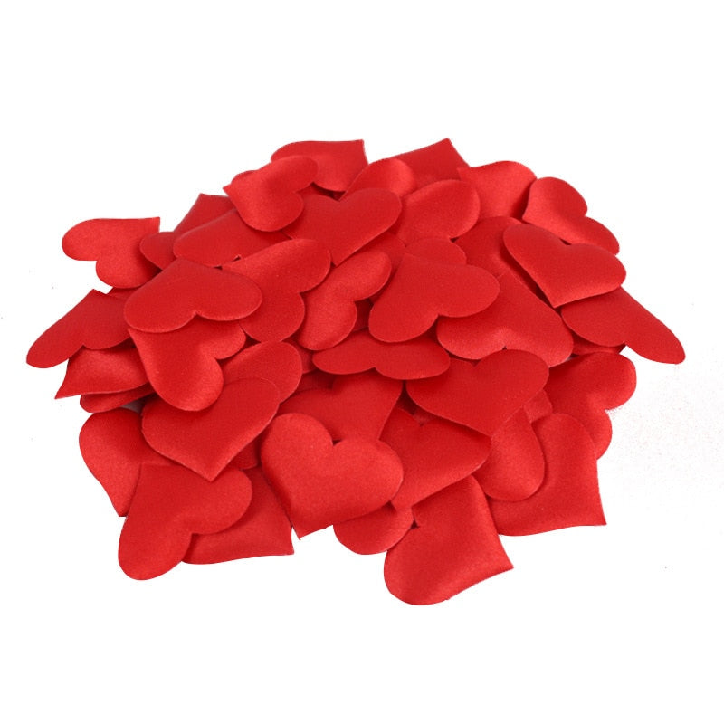 50Pcs 32mm Romantic Sponge Satin Fabric Heart Petals Wedding Confetti Table Bed Heart Petals Wedding Valentine Decoration - The Styky Shack