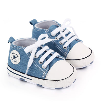 Baby Shoes Boy Girl Star Solid Sneaker Cotton Soft Anti-Slip Sole Newborn Infant First Walkers Toddler Casual Canvas Crib Shoes - The Styky Shack