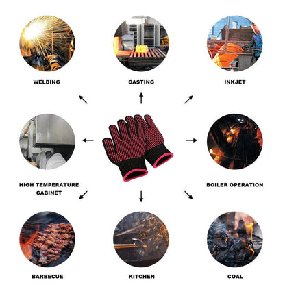 Guantes para parrilla de barbacoa resistentes al calor, 3 capas de aislamiento de silicona, antideslizantes, guantes para horno, cocina, accesorios para hornear