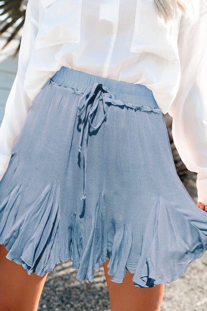 Minifalda plisada con tutú de cintura alta azul
