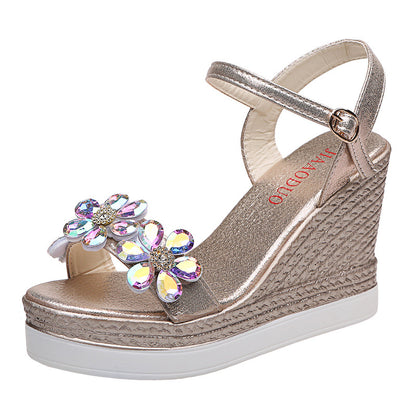 Women's Floral Wedge Buckle Beach Sandals