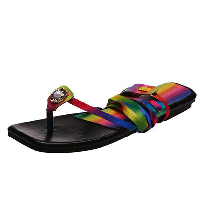 Women's Design Colorful Lace-up Flat Sandals