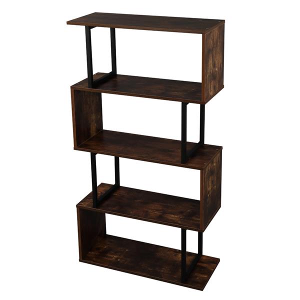 4-Tier Industrial Easy-Assembly Metal Frame Bookcase Storage Shelf for Living Room, Narrow, Bedroom, Office