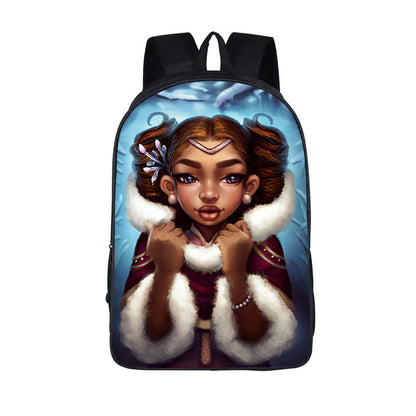 ¡¡¡EN VENTA!!! ¡¡¡50% REBAJADO!!! Mochila con estampado de dibujos animados nuevos de niña nubia en 3D