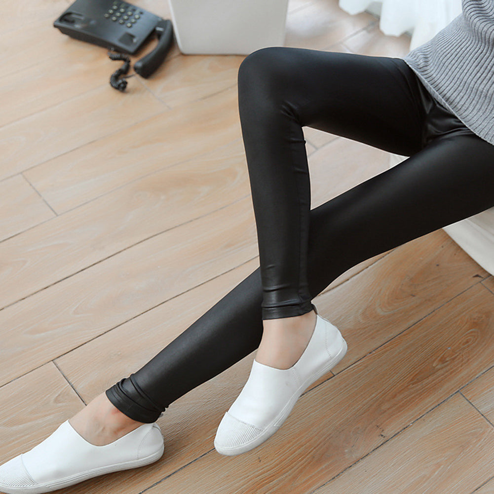 Women Skinny Faux Leather Stretchy Pants Leggings Pencil Tight Trousers Fashion