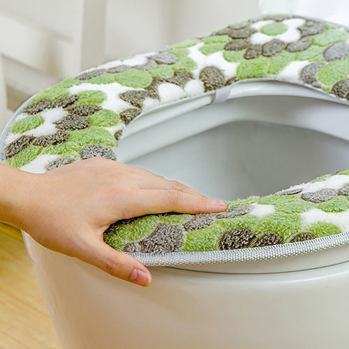 Bathroom Flower Pattern Soft Warm Toilet Cover Seat Lid Pad Mat Seat Cushion