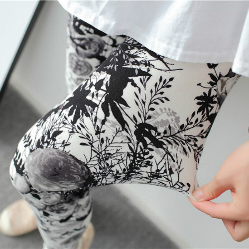 Women Leggings National Wind Ink Painting Print Leggings Summer High Waist Breathable Leggings Women Pants