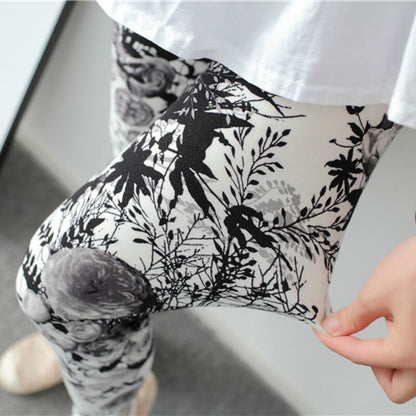 Women Leggings National Wind Ink Painting Print Leggings Summer High Waist Breathable Leggings Women Pants