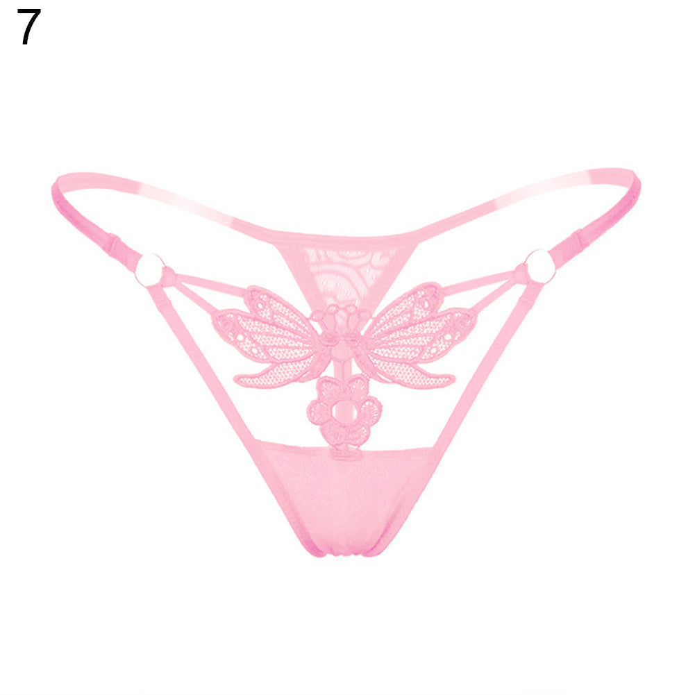 Women's Sexy Butterfly Flower Lace See Through Low Rise G-String Briefs Panties