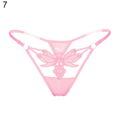 Women's Sexy Butterfly Flower Lace See Through Low Rise G-String Briefs Panties