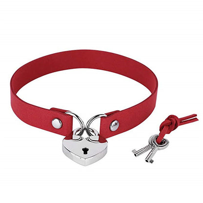 Sexy erotic bondage peach heart love lock collar