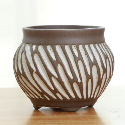 Vintage striped succulent flower pot