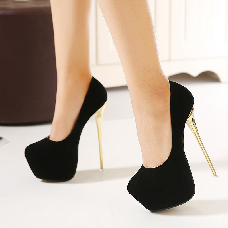 New Stiletto Suede Shallow Mouth Waterproof Platforms