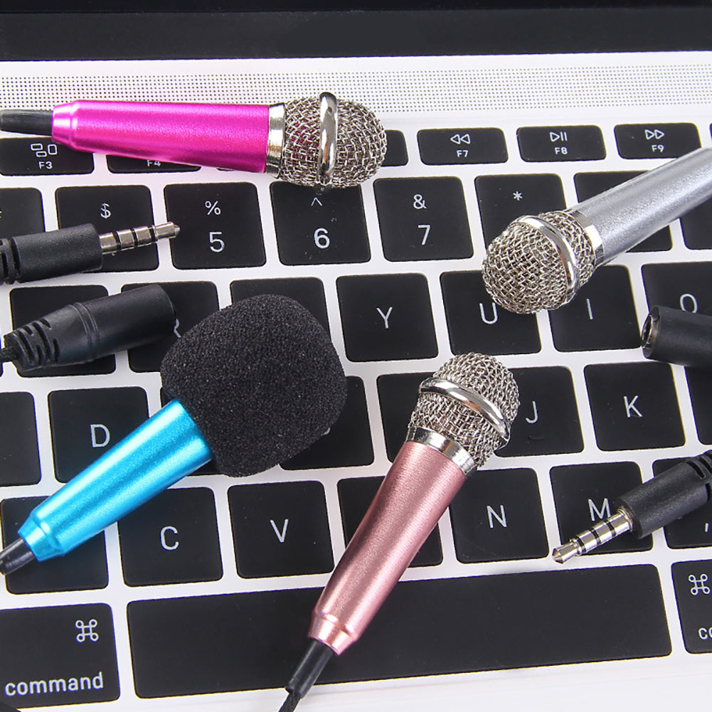 3.5mm Universal Wire Connect Karaoke Metallic Mini Microphone for Cell Phone PC