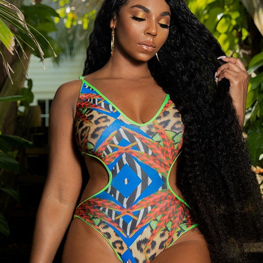 Women's printed one-piece swimsuit