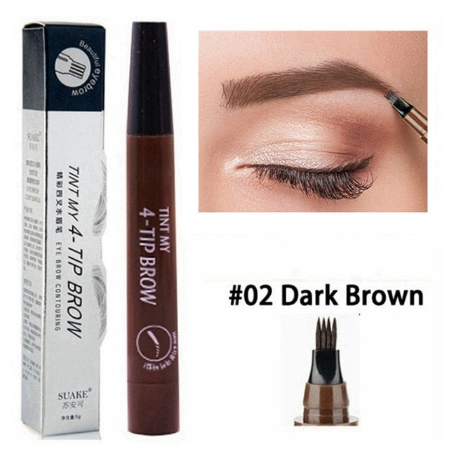 5 Colors Eyebrow Pen Waterproof 4 Fork Tip Eyebrow Tattoo Pencil Cosmetic Long Lasting Natural Dark Brown Liquid Eye Brow Pencil - The Styky Shack