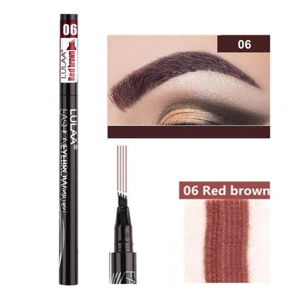 5 Colors Eyebrow Pen Waterproof 4 Fork Tip Eyebrow Tattoo Pencil Cosmetic Long Lasting Natural Dark Brown Liquid Eye Brow Pencil - The Styky Shack