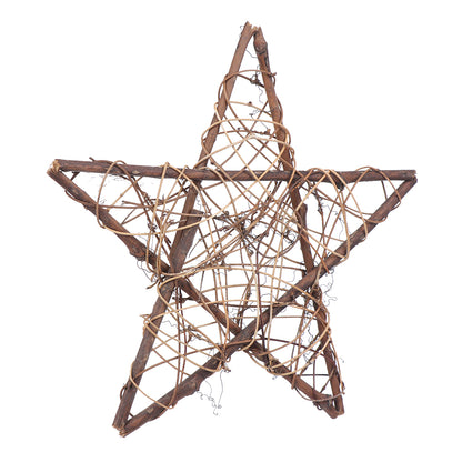 1PC Heart & Star Pattern Christmas Rattan Ring Natural Rattan Festive Shop Window Door Hanging Wreaths Home Party Decor - The Styky Shack