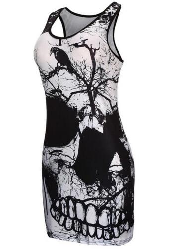 Vestido vintage sin mangas con estampado de calavera 